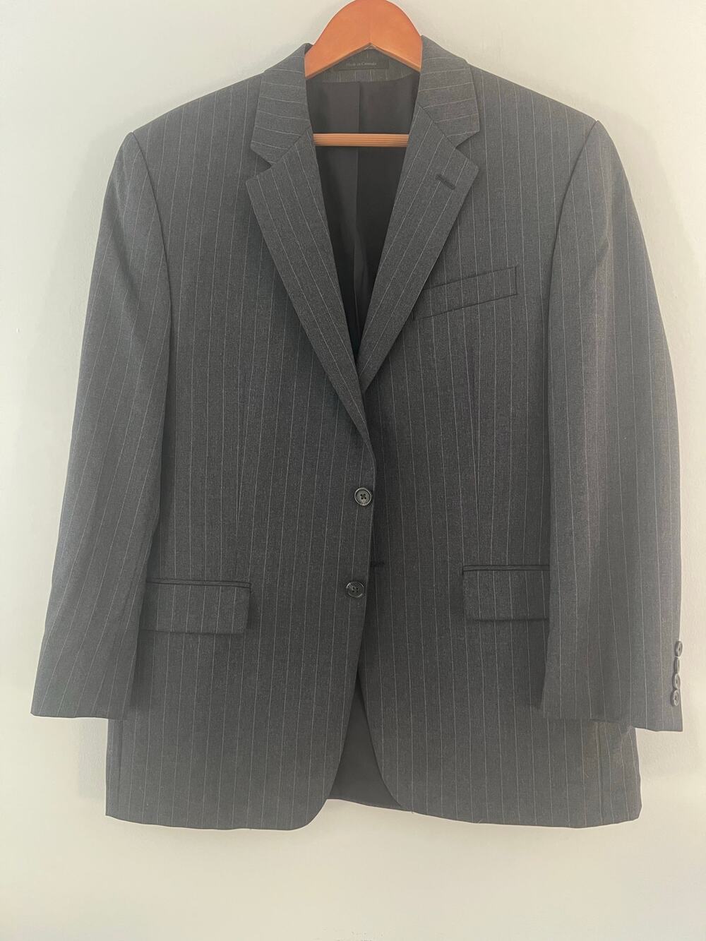 Ralph Lauren 100% Wool Blazer Charcoal Gray Pinstripe Size 42 Reg